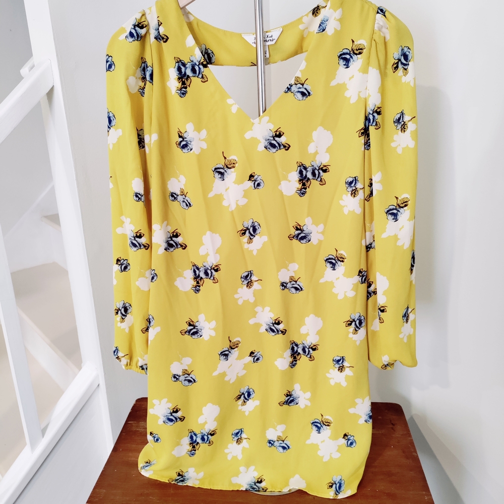 Krazy Kat Yellow Flower Print Dress